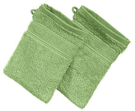 Erwin Müller Waschhandschuh Karlsruhe 2er- Pack 100% Baumwolle grün Größe 15x21 cm - extrem saugstark, leicht, flauschig weich, hautschmeichelnd (weitere Farben)