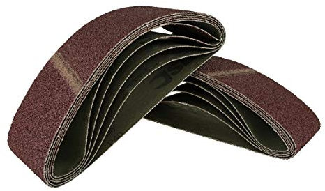 Juego de 25 bandas de lijado de tela, 75 x 457 mm, 5 de grano 40/60/80/120/180, para lijadora de banda, para trabajar madera y metal, para lijado fino y grueso, juego de mezcla