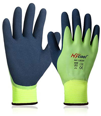 DS Safety Arbeitshandschuhe Herren und Damen - Wasserdichte Gartenhandschuhe mit Schaumlatex und Gummibeschichtung Handschuhe (1 Paar-Grün) Größe 8/M