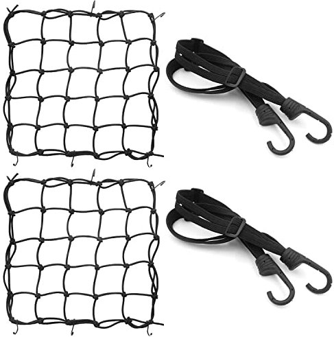 2 redes de araña y 2 motos elásticas con ganchos para fijar el equipaje casco elástico para portaequipajes de la motocicleta (2+2)