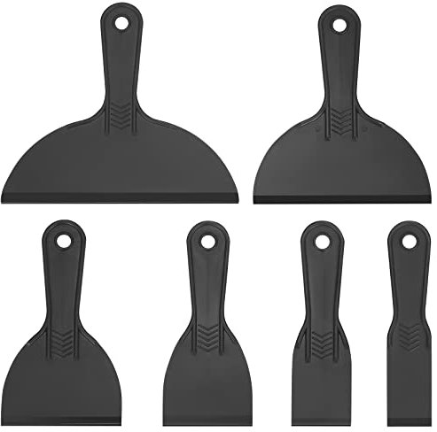 6 Piezas Espátulas de Plástico, Espátulas para Masilla Herramienta de Raspadores de Pintura, Raspadores para Papel Tapiz, Alisar Pegamento, Yeso - 1/2/3/4/6/8 Pulgadas