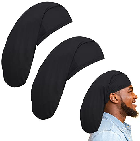 Lot de 2 bonnets de dreadlocks unisexes de 50,8 cm pour dreadlocks - Large et extensible - Accessoires pour cheveux - Bonnet de sommeil pour homme et femme - Noir
