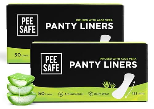 PEESAFE Aloe Vera Panty Liners for Women - Pack of 100 | Pantyliners with 185mm Length | Extra Comfort | Keeps You Dry & Fresh All Day Long