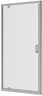 Box Doccia Nicchia 80 cm Mod. Apulia Apertura A Battente Vetro Temperato 6mm Opaco Profili in Alluminio Cromato Flat Design Maniglia in Abs Cromato