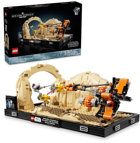 Lego Star Wars - The Phantom Menace Mos ESPA Podrace Diorama, Modell Bauen und ausstellen für Erwachsene, Star Wars Fan Geschenk mit Anakin Skywalkers Podracer, Sammlerstück May The 4th Be with You