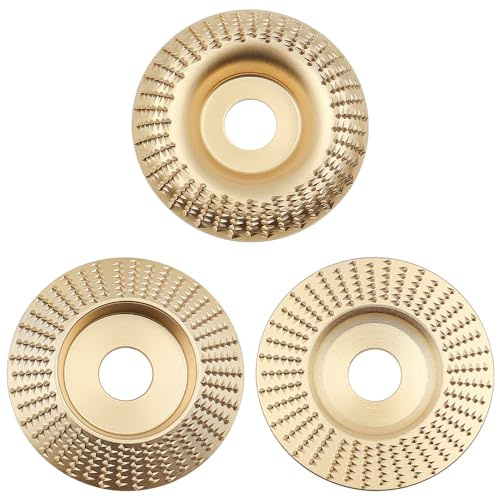 Tiardey 3 pièces disque de ponçage bois, disque de râpe pour meuleuse d'angle, meule en carbure de bois, meule de ponçage, meule, meuleuse d'angle (doré)