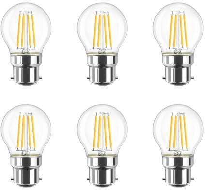 HUAMu 4 W - Lampadina LED B22 G45, 400 lm, equivalente a 40 W, 2700 K, bianco caldo, non dimmerabile, confezione da 6