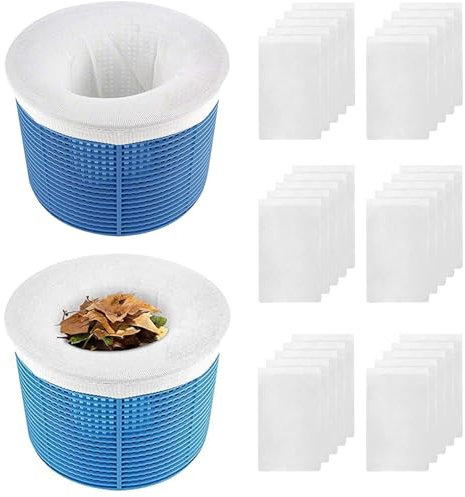 FINEVERNEK 30 Pezzi Calzini da Skimmer per Piscina, Calzini Skimmer Piscina Nylon Riutilizzabile, Elastico Calze da Filtro per Piscina per Intrappolare Polline, Foglie, Erba, Capelli, Insetti