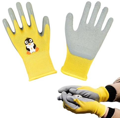 KARELLS Guantes de Jardinería Para Niños de 5 a 7 Años, Protección Con Palma Recubierta, Guantes de Trabajo en el Jardín