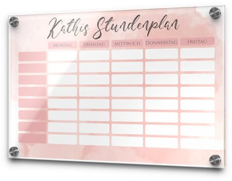 Personalisierter abwischbarer Stundenplan aus Acrylglas - Wochenplaner Schule - kreatives Einschulung Geschenk zum Schulbeginn für Mädchen o. Junge - Schulkinder Plan