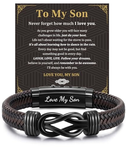 Son Gifts for Birthday Graduation Christmas, To My Son Bracelet with Box