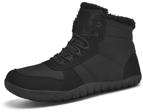 TIAROOTT Scarpe invernali a piedi nudi, con calda imbottitura, invernali, alla caviglia, calde, leggere, con suola antiscivolo, taglia EU 39-47, Nero , 43 EU