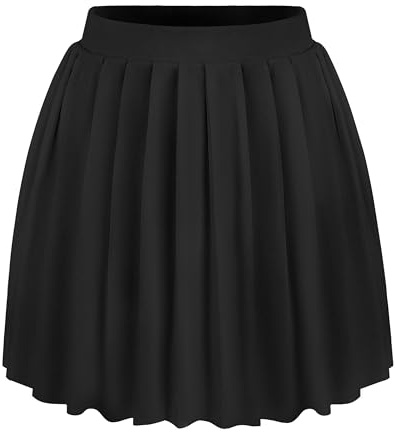 zffriction Gonna Plissettata da Donna Basic Solid Mini Gonna Elastica a Vita Alta Svasata Gonne Y2K Scuola Estate Tennis (IT, Testo, S, Regular, Regular, Nero)