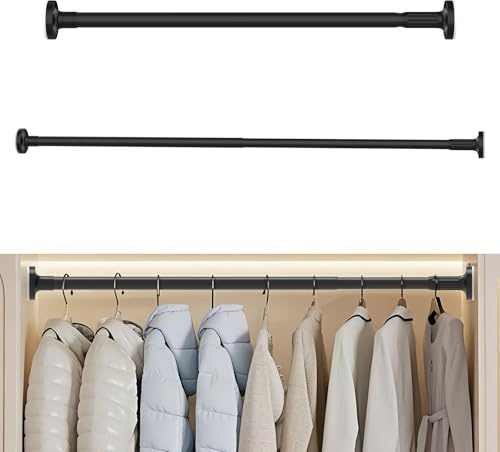Heavy Duty Expandable Window Shower Curtain Tension Rod Oval Head Clothes Hanging Bar Rail for Closet Wardrobe, No Drilling, 70-120cm, Adjustable Wardrobe Rail for Wardrobe, Balcony, Bathroom