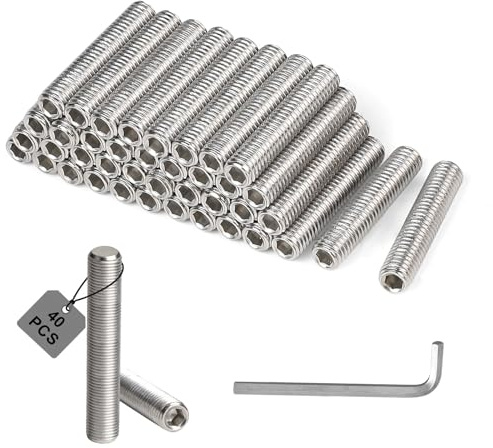 MIGUBIGU 40 Pcs Perni Filettati in Acciaio Inox M8 x 40 mm con Chiave a Brugola, Barra Filettata, Asta Filettata, Viti Senza Testa DIN 975 per l'Assemblaggio di Mobili e Industriale