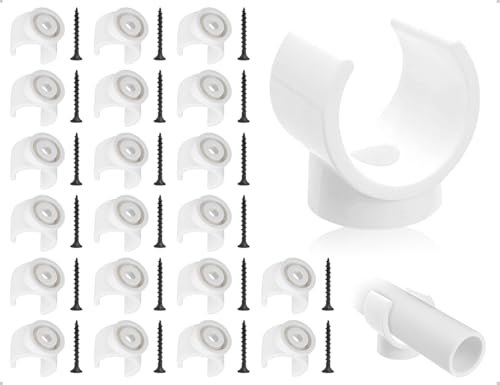 Emezddo 20 abrazaderas de tubo de plástico con forma de U, soporte para tubos y mangueras, para uso en el hogar, la oficina, la escuela, la industria y los cables (blanco, 16 mm)