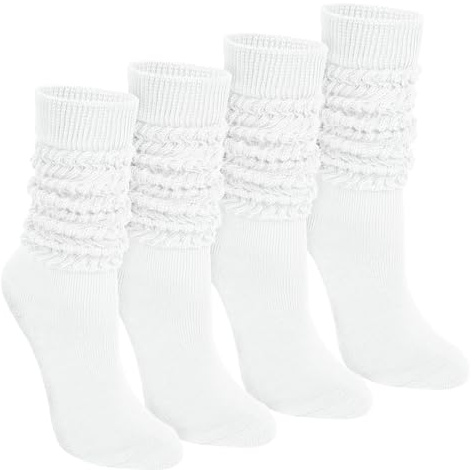Tialfas 4 Paires Chaussettes Hautes Femme Souple Extra Longues Grande Chaussette Montantes Automne Hiver Empilées Tricotées Multicolore Rétro Toutes Saisons
