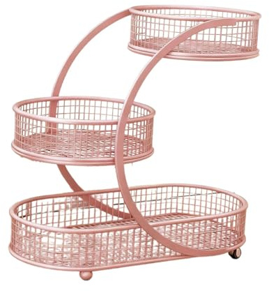 Yajuyi con Niveles, Frutero de Hierro, Cesta Organizadora para Guardar Verduras, para Encimera, Aperitivos, Mesa de Comedor, para Almacenar F, Rosa, tal como se describe