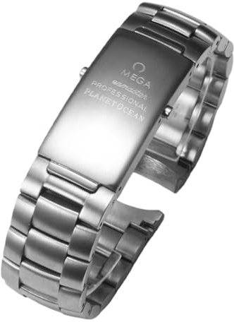 ROUREOX Correa Reloj Acero Inoxidable Sólido 20mm 22mm Extremos Curvos, Brazalete Banda Metal Recambio para Omega Seamaster 300 Collection-A 20mm