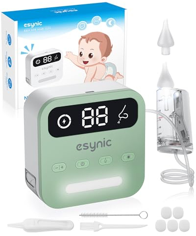 eSynic Aspiratore nasale elettrico professionale Ricaricabile Aspiratore nasale per bambini Ventosa automatica per adulti Aspirazione del naso Supporta 9 livelli di aspirazione e luce LED per bambini