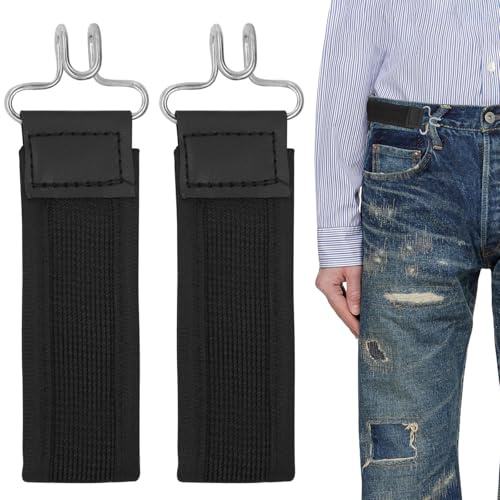 CYUXING 2 cinturones sin hebilla de cintura elástica con hebilla metálica para hombre, diseño elástico sin hebillas para trabajos al aire libre, cinturón elástico con gancho para herramientas