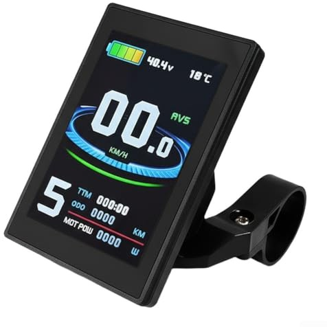 Honseadek Computadora de bicicleta de 24 V, 36 V, 48 V, pantalla a color, velocímetro de bicicleta eléctrica, velocidad media y máxima, instrumento de ciclismo impermeable