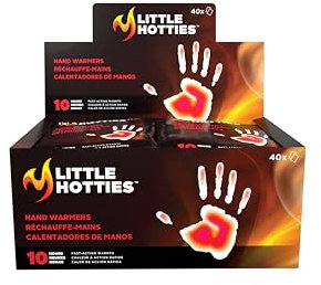 Little Hotties Hand Warmers Disposable, Up To 8 Hours Of Natural Heat, Ideal For Outdoor Winter Activities, Black, Pack of 40
