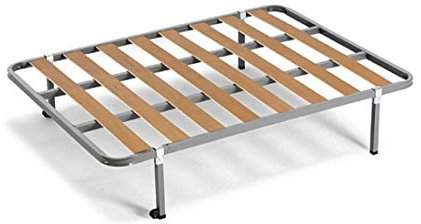HOGAR24 Somier Lama 100 + 6 Patas cuadradas Tubo de Acero 30 x 30 mm, láminas de chopo, con Refuerzo Central (120x200)