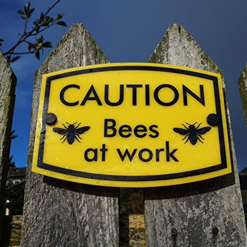 Beekeeping Warning Sign Caution Bees at Work, Hive Protection Equipment, Gift for Honey Farming
