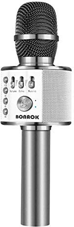 BONAOK Wireless Bluetooth Karaoke Microphone, 3-in-1 Portable Handheld karaoke Mic Birthday Gift Home Party Speaker Machine for iPhone/Android/iPad/Sony, PC Smartphone (Q37 Space Gray)
