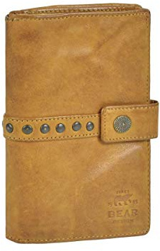 Bear Design Portemonnaie Damen Geldbörse Leder 10x15cm Geldbeutel Cow Lavato Ocker gelb