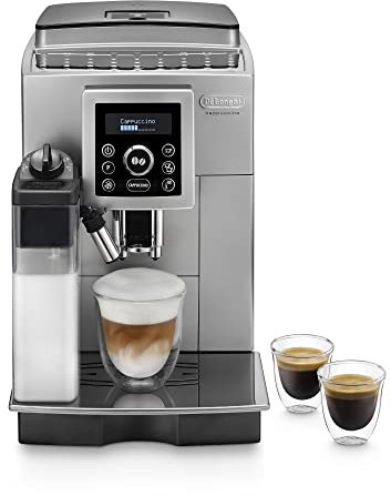 De'Longhi ECAM 23.460.SB – Caffettiera automatica (15 bar di pressione, sistema cappuccino automatico, serbatoio dell'acqua estraibile 1,8 L, pannello LCD, pulizia automatica) argento/nero