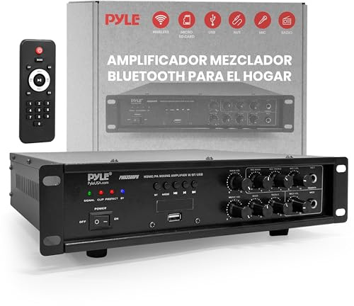 Pyle Bluetooth PA Mixing Amplifier - 500W Home Audio Rack Mount Stereo Power Amplifier, Digital LED Display, USB/AUX/Mic, Optical/Coaxial, AC-3, 70V/100V Output - PMX3500PH