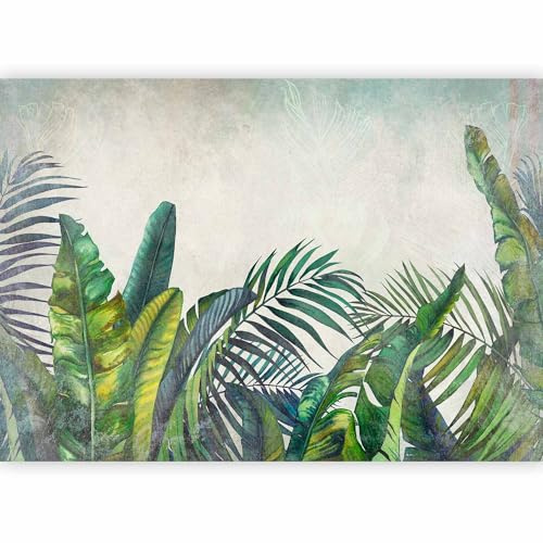 murando - Carta da Parati Adesiva Foglie 245x175 cm Fotomurali Adesivi Murali Rivestimento Parete Moderna per Pareti Adesiva Muro Decorativo Fotomurale Soggiorno Floreale Palme Effetto cemento