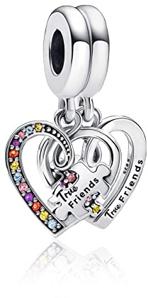 MGIUL colorido corazón en forma de corazón rompecabezas cuentas colgantes dobles 925 cuentas sueltas de plata hallazgos para mujeres pulseras y collares