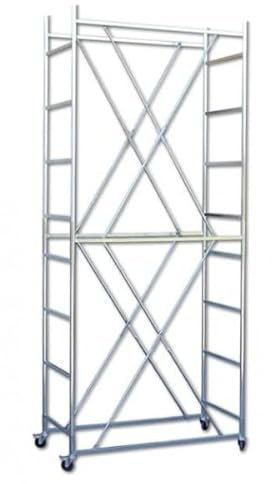 ITALFROM - Ponteggio Trabattello 3,70 Metri con Ruote Bloccanti, Piattaforma da Lavoro in Acciaio Zincato Antiruggine, Scala Multifunzione Professionale per Lavori di Manutenzione (H LAVORO 4,50 MT)