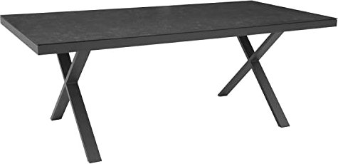 Home4You Gartentisch Esstisch Terrassentisch Balkontisch | Aluminium | Glas | Anthrazit | Grau | 200x100 cm
