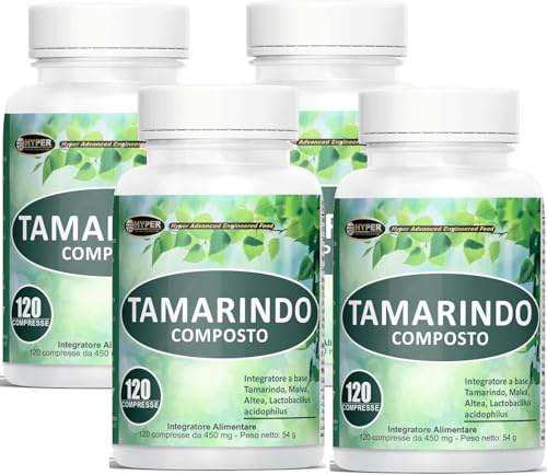 Hyper Tamarindo Composto 480 (CPR) - Lassativo con Malva, Altea, Fibra di Guar e Mannitolo che Regolano Stitichezza e Intestino Pigro - Probiotici per Intestino per Colon con Ingredienti Naturali