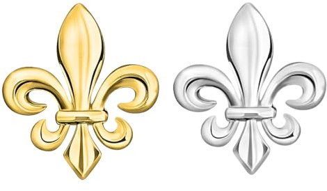 Lote de 2 pinos de flor de lirio plateado y dorado | broche clásico | Pin's color plata y oro | regalo para mujer o hombre | Pin de solapa France Patriote, mm, Metal, Ninguna
