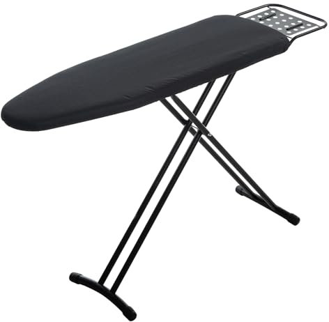 CozyCraft Bügelbrett Groß Mit Bügeleisenablage, 121×41cm Klappbar, für Dampfbügeleisen, Höhenverstellbar, Schwarz