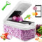 SUREWIN Onion Chopper, Mandoline Vegetable Slicer with Container, Potato Fries Cutter, Salad Chopper, Manual Food Dicer, Kitchen Tools & Gadgets-2 Interchangeable Blades (White)