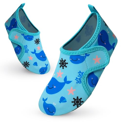 Scarpe Mare Bambino Bambina Antiscivolo Scarpette da Scoglio Ragazza Ragazzo Asciugatura Rapida Acqua da Surf Piscina Spiaggia Balena Azzurra 32-33