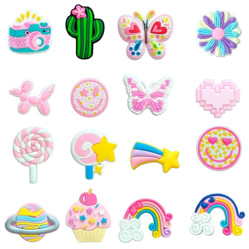 QUEXLAI 16 Stück Schuhcharms, speziell für Crocs. Es sind Karikatur -Schuhcharms, Crocs -Anstecker, Schuhdekorationen aus PVC, geeignet für Jungen, Mädchen und Erwachsene.