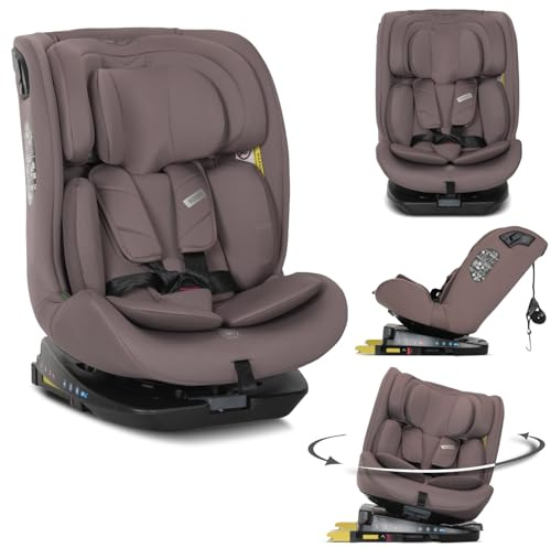 Lorelli Kindersitz drehbar 360 Grad i-Size 40-150cm mit Isofix, Mitwachsender Baby Autositz Rodeo, Gruppe 0+/1/2/3, 0-12 Jahre, 0-36 kg, Auto Babysitz ab Geburt, 5-Punkt-Gurt, Rosa