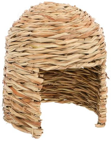 UPKOCH Grass House Natural Hand Woven Seagrass Hideaway Hut for Small Animals Cozy Resting Space for Bunnies Guinea Pigs and Chinchillas Portable Design for Indoor and Outdoor Use