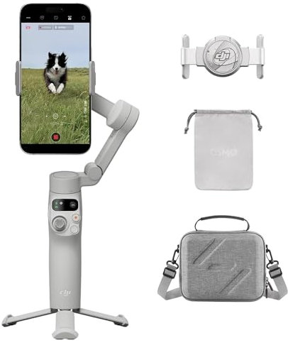 DJI Osmo Mobile 7 - Estabilizador de cardán con almacenamiento de piel sintética, trípode integrado, ultraligero, cardán para smartphone de 3 ejes, ActiveTrack 7.0, ShotGuides, edición con un clic, 10