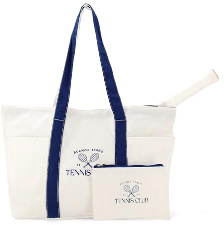 Ayres Outdoor Tennis Tote Bag for Women – Large Racket Bag with Pockets, Carry-On Travel Sleeve & Cosmetic Pouch – Perfect for Court, Gym & Travel (W&Blue)
