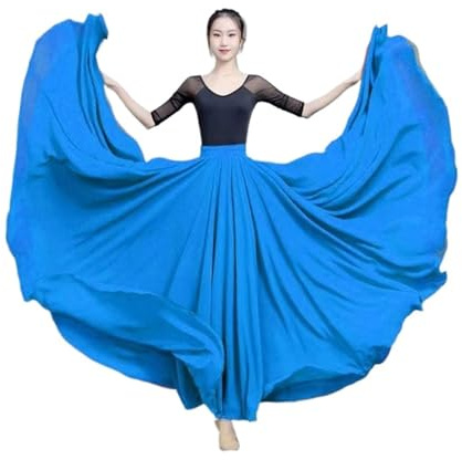 Gonna in chiffon da 720 gradi, gonne lunghe a 2 strati, eleganti abiti da spettacolo, gonna in garza, abiti da pratica di balletto, altalena larga Per Donna Ballerino Professionista(Sky blue,L Length