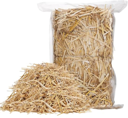 Natural Wheat Straw - 3 LB Dry Clean Soft Garden Mulch Weed Cover Chicken Coop Yard Farm Pets Bedding, Warm Decorative Straw Bale for Stray Cats Dogs Shelter