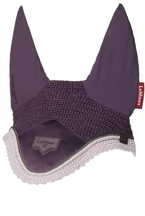 LeMieux Loire Fly Hood with Soft Lycra Ears - Close Knit Crochet - Comfortable Fit Equestrian Mask - Juniper - Medium